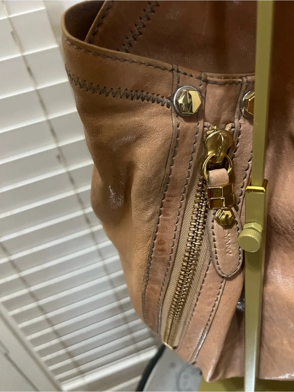 orYANY Cognac Leather Hobo Bag